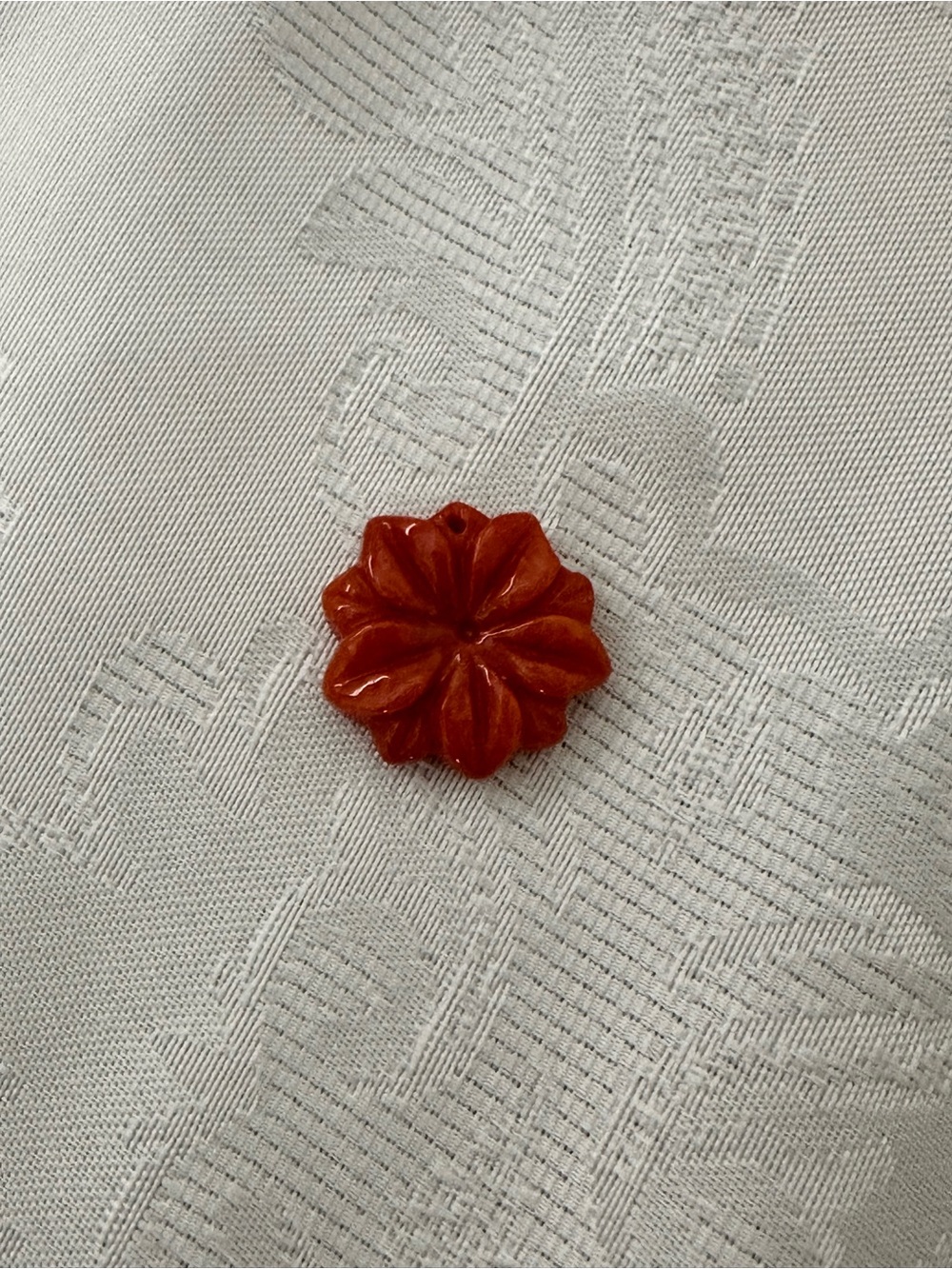 Red grade A Jade Floral Pendant
